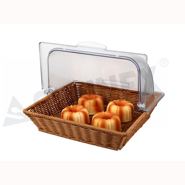 Rectangulum P PC et Roll Top Cover Rattan Basket