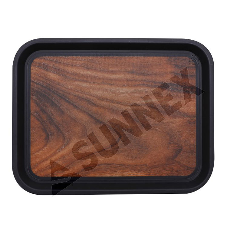 Lignum rectangulum frumentum Non-Slip Trays